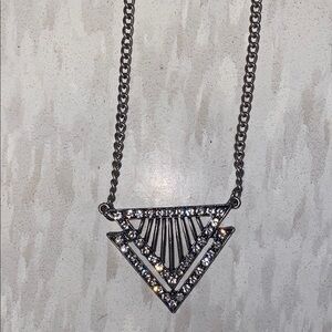 Long Silver Geometric Large Pendant Necklace
